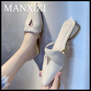 MANXIXI Women Fashion Loafers Beautiful Bow Low Heel Mules Sandals (Size 35-43)
