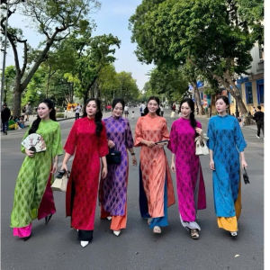 áo dài cách tân ( GẤM THỌ DƠI) tay lỡ dáng xuông đa dạng màu sắc trẻ trung nữ tính áo dài chụp ảnh