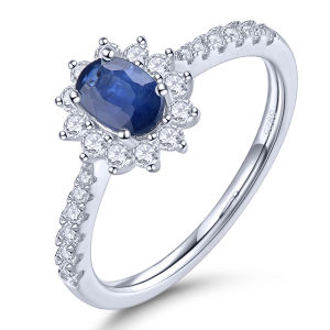 Lohaspie Jewelry Genuine Ring Silver 925 Original Natural Emerald Blue Sapphire Ring 925 Silver Ring With Stone Blue Sapphire Stone Ring For Women 925 Silver Jewelry