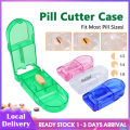 Portable Medicine Cutter Pill Cutter Box Tablet Splitter Storage Case Tablet Separator Dispenser Compartment Box. 