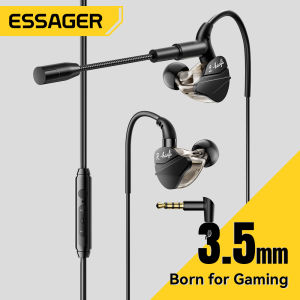 Essager In-Ear Gaming Wired Headphones 3.5mm Type-C External HD Microphone HiFi Sound Quality For iPhone iPad Macbook Samsung Huawei Xiaomi Tablet Laptop Type C 3.5mm Gaming Wired Headphone