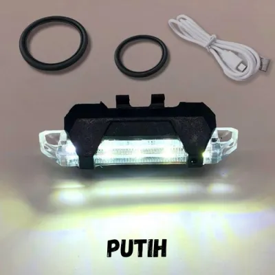 Lampu Belakang Sepeda LED USB Rechargeable Anti Air warna merah biru dan rainbow