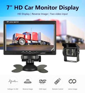 Bộ Màn Hình Camera Lùi 24V 7.0 Inch Dây 15M Camera 18 LED Hồng Ngoại Nhìn Trong Đêm Cho Xe Buýt Xe Tải Xe Container Xe Công Trình