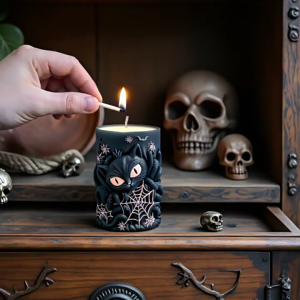 แม่พิมพ์ซิลิโคนรูปใยแมงมุมและแมวของตกแต่งบ้านไม่ได้รับสารพิษสุคนธบำบัดสำหรับโปรเจกต์งานฝีมือสุดสร้างสรรค์