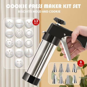 13pcs/set DIY Manual Cookie Mold Gun Cookie Press Kit Machine Gun Decorating Squeezing Machine Baking Tool