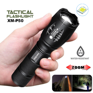 Senter Berkemah 5 Mode High Power XM-P50 LED Flashlights Camping Torch 5 Light Modes Zoom Light Material Aluminum Alloys Waterproof 18650 External Battery
