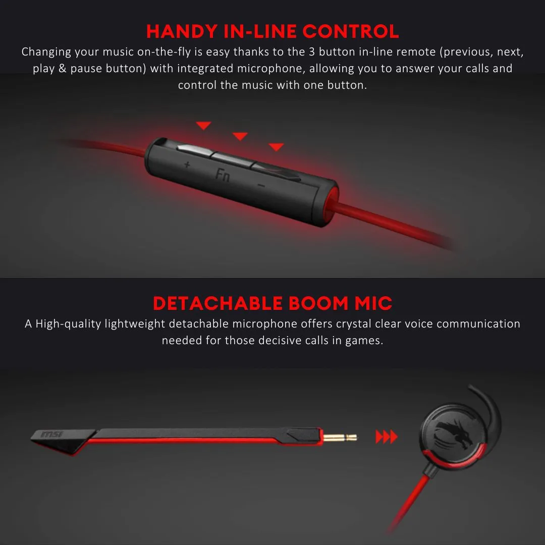MSI GH10 Immerse Wired Gaming Handsfree with Microphone Gaming Headset 12