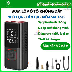 [BH 2 năm] Bơm hơi điện tự động không dây Pin 6000mAh bơm xe hơi xe máy xe điện xe đạp bóng đệm nhanh chóng an toàn  Tích Hợp sạc dự phòng Đèn Pin Soi Sáng - Trung Kiên Shop