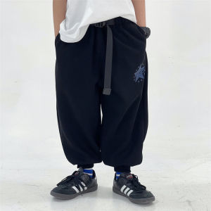 Childrens Trousers 2024 Spring New Loose High Street Long Sports Pants Japanese Casual Knitted Pants Boys Fashion Pants