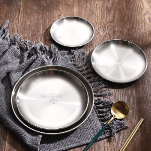 Piring Saji Makan Bulat Deep Plate Stainless Steel
