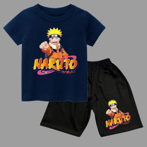 celana pendek setelan dengan kaos oblong anak usia 1-10tahun sablon karakter naruto