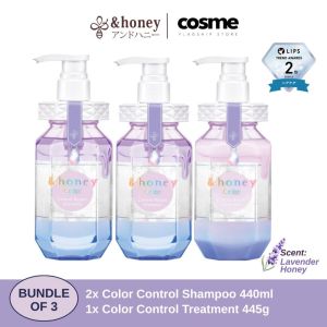 [3PCS BUNDLE] &honey Color Control Repair [Shampoo 450ml/Treatment 445g/Hair Oil 100ml] (For Coloured & Dry Hair)