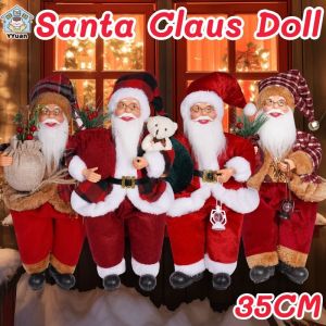 Santa Claus Wooden Doll Ornament Merry Christmas New Year Decorations Party Supplies Xmas Gift Decor