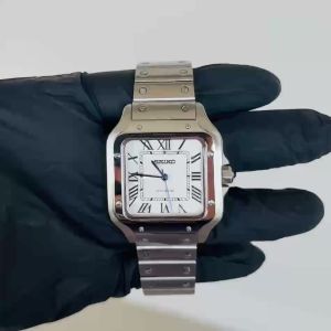 50% Off** [Local Builder] Seiko Mod Silver Santos Santeiko Classic White