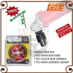 Mata Gergaji Gerinda Mesin Pemotong Keramik Granit Dry 1.2mm + Chuck Bor Kepala Gerinda Bor Bobok
