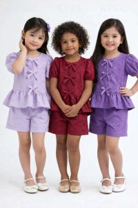 CC Chic Ruffle-Trimmed Cotton Peplum Top & Shorts Set for Girls