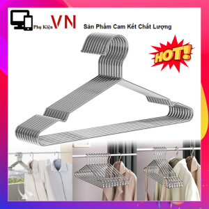 SET 10 Móc Treo Quần Áo Inox Chống Gỉ 42cm - Móc Phơi Đồ Chịu Lực Treo Áo Sơ Mi Áo Khoác Gọn Tủ - Móc INOX Phơi Quần Áo Có Rãnh Chống Trượt Tiện Lợi