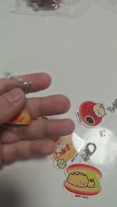 Sumikko Gurashi Acrylic Keychain Set of 4 Kawaii Food Design Character Bag Charm Pendant with Metal Clasp Anime Collectible Merchandise for Fans