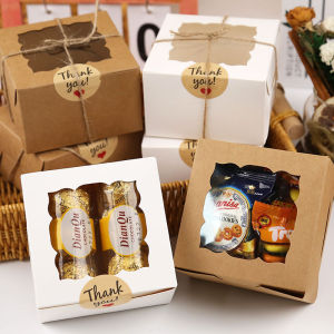 10pcs Square Paper Cake Dessert Packaging Box Cookie Candy Gift Box Visible