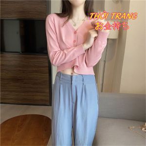 Áo khoác len cardigan nữ dệt kim cổ V áo cardigan 3426