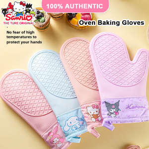 100% Authentic Sanrio Hello Kitty Oven Baking Gloves Cinnamoroll Microwave Oven Glove Kuromi Non-slip Heat Resistant Insulated Mitten Kitchen Tool Melody LFB192