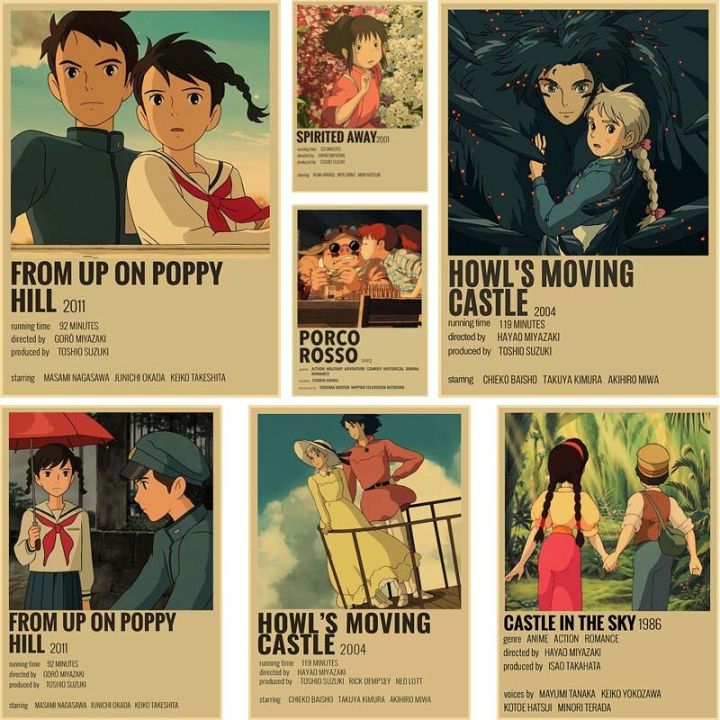 Miyazaki Hayao Ghibli Studio Anime Movie Posters Kraft Paper