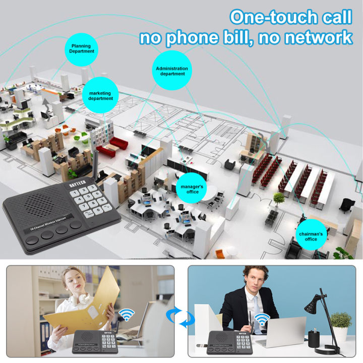 DAVTECH 10-Channel Long-Range Wireless Intercom System - USB Powered ...