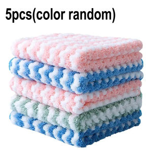 10Pcs Super Absorbent Kitchen Dishcloth Thicken Coral Fleece Clean Towel Scouring Pad Dry and Wet Washing Rags