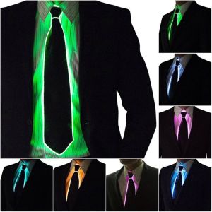 WPOT Retro Fashion DJ Bar Club For Men Party Wedding Business For Women Suits Luminous Tie Glowing Tie Neck Ties LED Tie