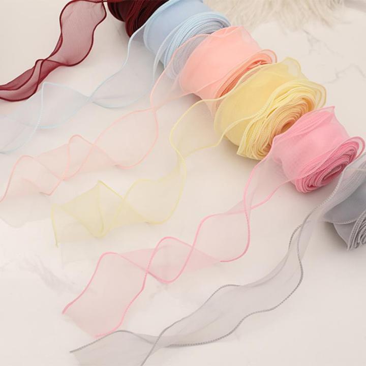1 Roll (5meters) Beautiful Wave Shape Translucent Mesh Cake Rim Ribbon