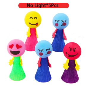 5Pcs Baby Toys Mini LED Bouncing Doll Vent Toy Light Up Spring Toy Kids Gift Lootbag Filler Paninda