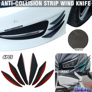 CARBON FIBER BUMPER LIPS 6PCs JDM Style Splitter Body Spoiler Front Rear Soft Rubber Shark Gill Diffuser Lip Kereta