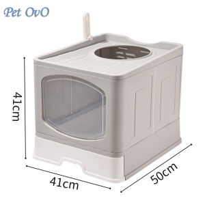Foldable Cat Litter Box Large Full Enclosed Litter Box Cats Toilet With Drawer Spacious Enclosed Anti-Splash