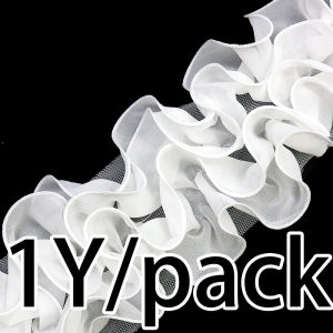 ผ้าชีฟองไข่มุกสองชั้นขนาด11ซม.ผ้าลูกไม้หลากสีงานเย็บทำมืองานเย็บเสื้อผ้าและงานฝีมือแบบ DIY 1หลา/ชิ้น