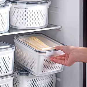FOOD CONTAINER HARROD 3 IN 1 STORAGE KOTAK PENYIMPANAN SAYUR DAN BUAH STORAGE BOX KULKAS SERBAGUNA KERANJANG SARINGAN PENGERING PLASTIK TRANSPARANT