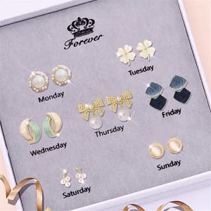 Shiyith 925 Sterling Khuyên tai bạc Bộ quà tặng Bộ quà tặng cho phụ nữ món quà sinh nhật lễ hội quà tặng quà tặng cho bạn gái