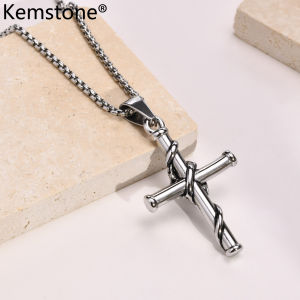 Kemstone Stainless Steel Cross Rose Flower Gold Silver Plated Male Pendant Necklace Jewelry Gift