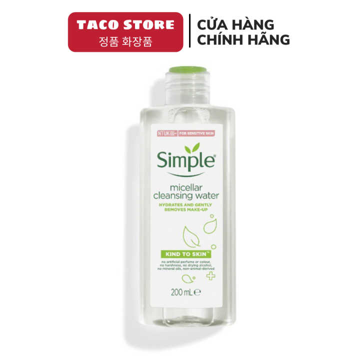Nước tẩy trang Simple Kind to Skin Micellar Cleansing Water 200ml