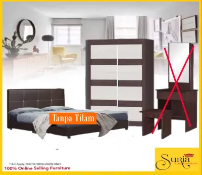 Bedroom set / Set Bilik Tidur 4 x 6 (BRS4604) (Katil Queen+almari baju)(Bedroom Ensembles & Sets)