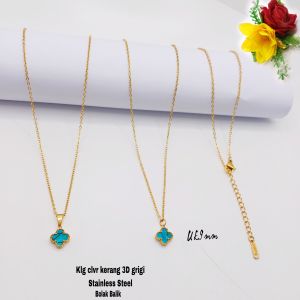 Kalung Bunga Motif Kerang & Rainbow Liontin Kokot/Ring Grigi Bolak Balik Titanium Stainless Steel