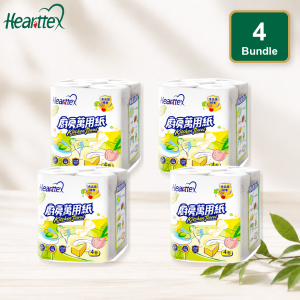 【CozyCasa】 【2/3/4Packs】心相印Hearttex Kitchen Paper Towels 4 Rolls per Pack 2-Ply Oil Water Absorbent Food Cleaning