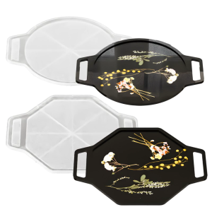 Artistic Handmade Oval or Octagonal Tray Crafting Tool with Ergonomic Handle and Heat Resistant Silicone Material