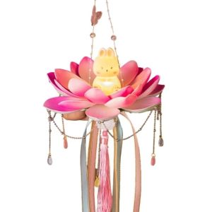WILD DIY Lotus Flower Lanterns Glowing Material Package Mid-Autumn Festival Lantern Ancient Style Luminous Rabbit Lotus Lantern Party Supplies