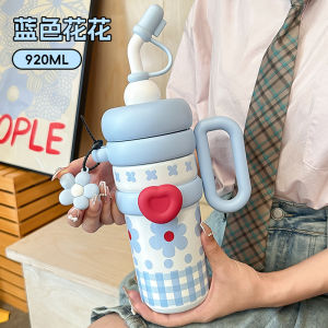 Tumbler Anak Lucu ICE KING CUP 920ml – Desain Imut Anti Tumpah & Aman Food Grade - vacum sus316 dengan sedotan pegangan kokoh dan gantungan imut