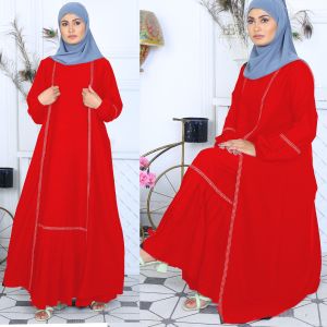 New Stylish Two Piece Dubai Jubah Both With Diamond Strips For Muslimah Plus Size Ready Stock[XS TO 8XL]
