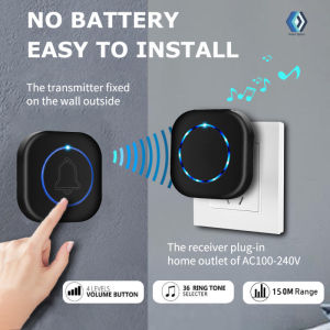 38 Ringtone Receive Call Bell Wireless Remote Control Outdoor Doorbell Wireless Doorbell No Battery required Waterproof Self-Powered Door bell