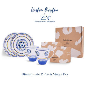 ZEN x WULAN GURITNO Piring Makan Mug Keramik Blissful Asha isi 4 pcs + Box