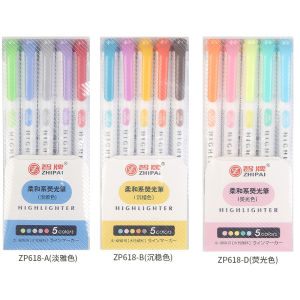 5 PCS/ Set Double Tips Highlighter Pens Mildliner Marker Watercolor School Supplies Stationery