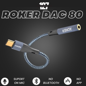 Roker Dac80 Konverter Type-C ke Audio Jack 3.5mm untuk Headset Earphone Headphone Gaming tanpa applikasi dan Bluetooth