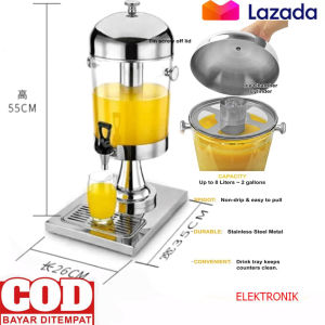 Juice Jus Dispenser Tower Minuman 8 Liter Single Stainless/Water Tank Juice Dispenser Jus 8 Liter Aklirik